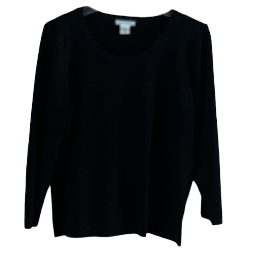 Vintage Laura Ashley Rayon Nylon Black Ribbed Sweater Size Large